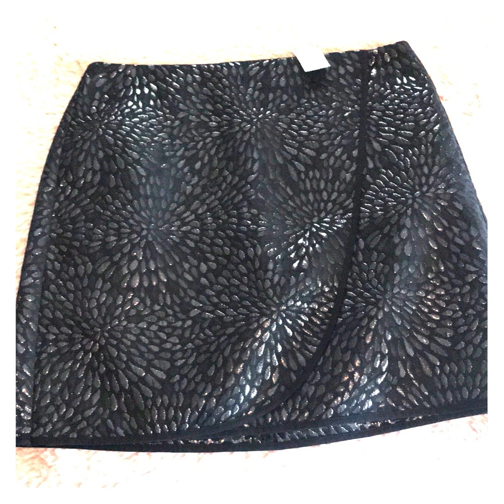 Loft faux wrap mini skirt black 8P starburst